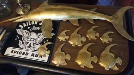 Beautiful Marlin brass fish set