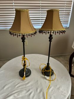 Table Lamps – Matching Pair with Decorative Shades