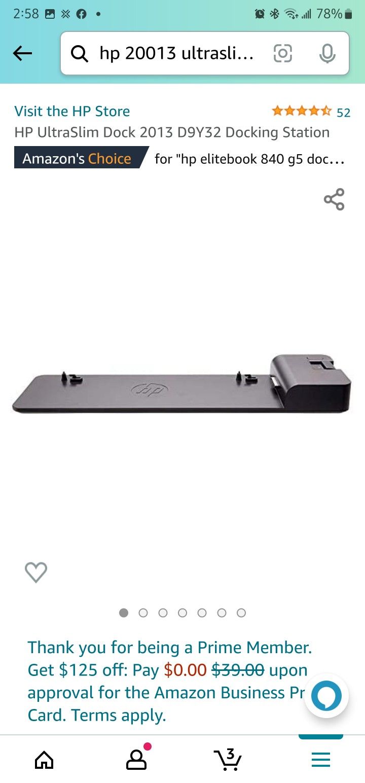 HP UltraSlim Dock  D9Y32 Docking Station