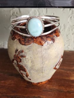 Silver Cuff Bracelet with Turquoise Stone