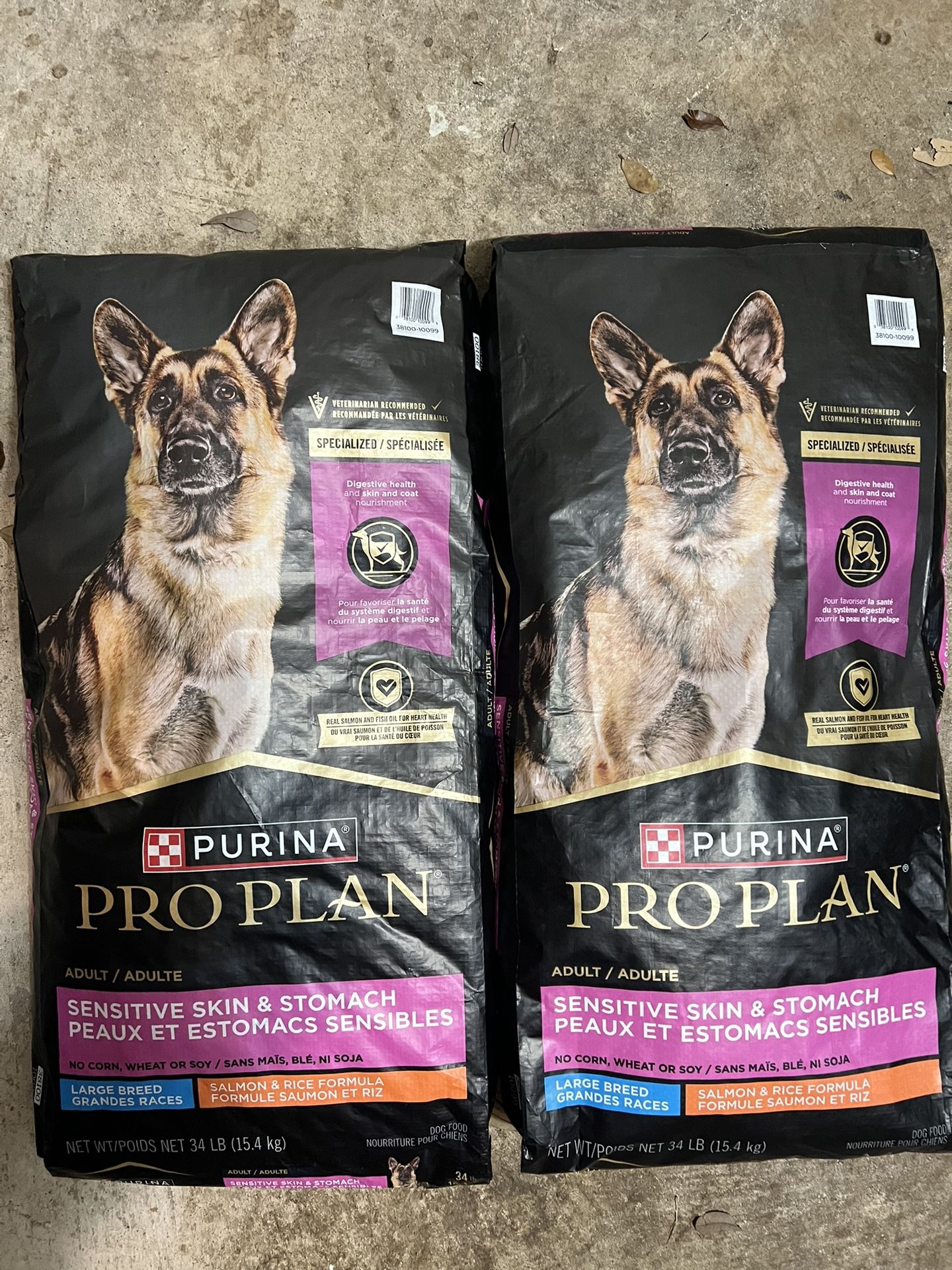 (2) PURINA PRO PLAN LARGE BREED SALMON/RICE SENSITIVE SKIN/STOMACH DRY DOG FOOD - 34lb