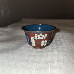 Vintage Chinese Enamel Copper Miniature Tea Sake Cup. 
