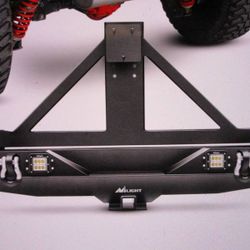 NILIGHT REAR BUMPER SPARE TIRE RACK HITCH RECOVER WITH 2 LED LIGHTS COMPATIBLE 2007-2018 JEEP WRANGLER JK,
