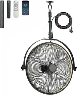 🔥new inbox🔥22.8" Outdoor Hanging Ceiling Fan with Light - 360 Rotatable Fixed Angle,Plug-in,3CCT Dimmable,