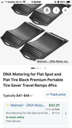 DNA Motoring for Flat Spot and Flat Tire Black Premium Portable Tire Saver Travel Ramps 4Pcs
