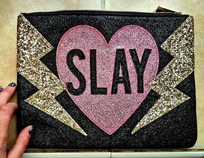 💖✨️SLAY Glitter ⚡️✨️" clutch / wristlet bag