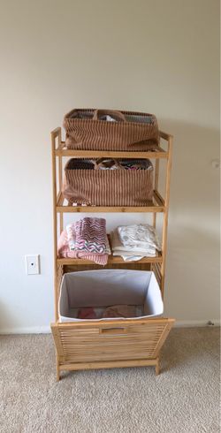 Bamboo Shelf Unit with Hamper Drawer