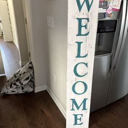 Welcome Sign Teal And White 