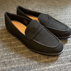 WOMENS SIZE 9 DRESS SHOES LOAFERS SUEDE BLACK OLD NAVY
