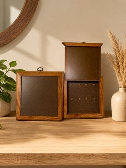 Wooden Wall-Mount Key Cabinet with Hooks