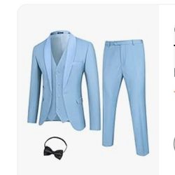 Men's 3 Pieces Suit Slim Fit Tuxedo Set One Button Shawl Lapel Dinner Jacket, Vest & Pants 
