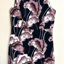 Anne Taylor Factory Petite- NWOT!! Navykp Blue Purple Floral Dress/6p