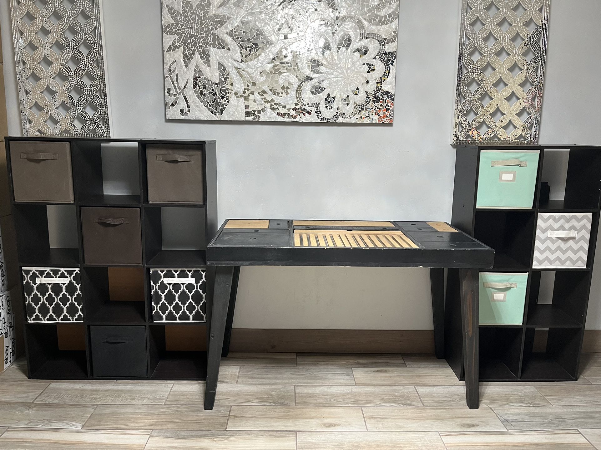Cube shelf organizers and desk craft table