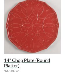 2 Red 14" Chop Plate (Round Platter)