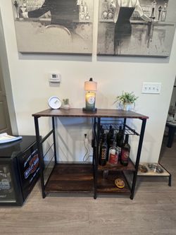 Rustic metal and wood kitchen cart