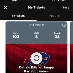 2 Bills Vs Buccaneer Tickets 11/16 