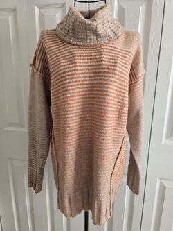 Striped Turtleneck Oversized Knit Sweater