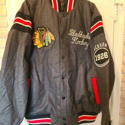 Chicago Blackhawks Wool Reversible Jacket Coat Chamarra Size Men's LARGE BRAND NEW 