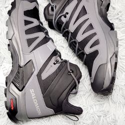 Size 11 Salomon X Ultra 4 Mid GORE-TEX Hiking Boots Black Gray 413834.