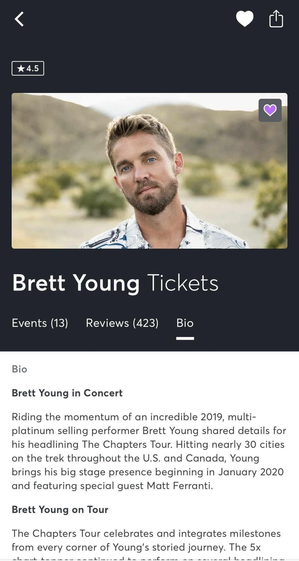 Brett Young Tickets  *2*