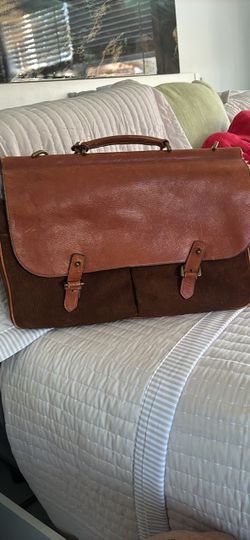 Vintage Trafalgar Leather & Corduroy Business Briefcase Messenger Bag