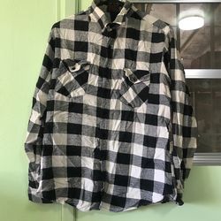 Mens Black And White Plaid Shirt