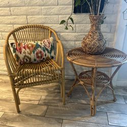 Genuine Vintage Ratan Table and Chair 