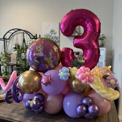 Rapunzel / Tangled Balloon Number Stack – Princess Birthday Decor