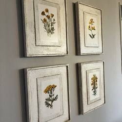 Farmhouse Wildflower Prints Wall Decor Set Of 4