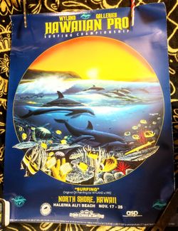 1993  Hawaiian Surfing Championship Poster Signed 