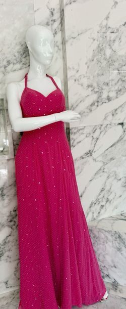Mori Lee 7611 Vintage Pink Beaded Sequin Halter Prom Gown Dress Size 5/6 Medium
