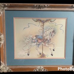 Vintage Framed Carousel Print by Toni M Baley and Deborah Furrusa 