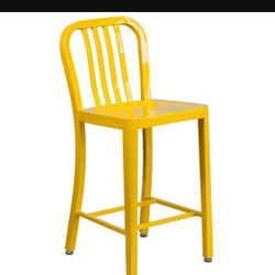 New Set Of 2 Yellow Counter Height Bar Stools