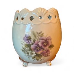 Vintage Formalities by Baum Bros. Porcelain Footed Egg Vase – “Summer Flowers Collection”