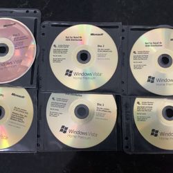 Microsoft Windows Vista  Operating System Reinstall  5-CDs Windows Vista  2-CDs Service Pack 1 and 2   