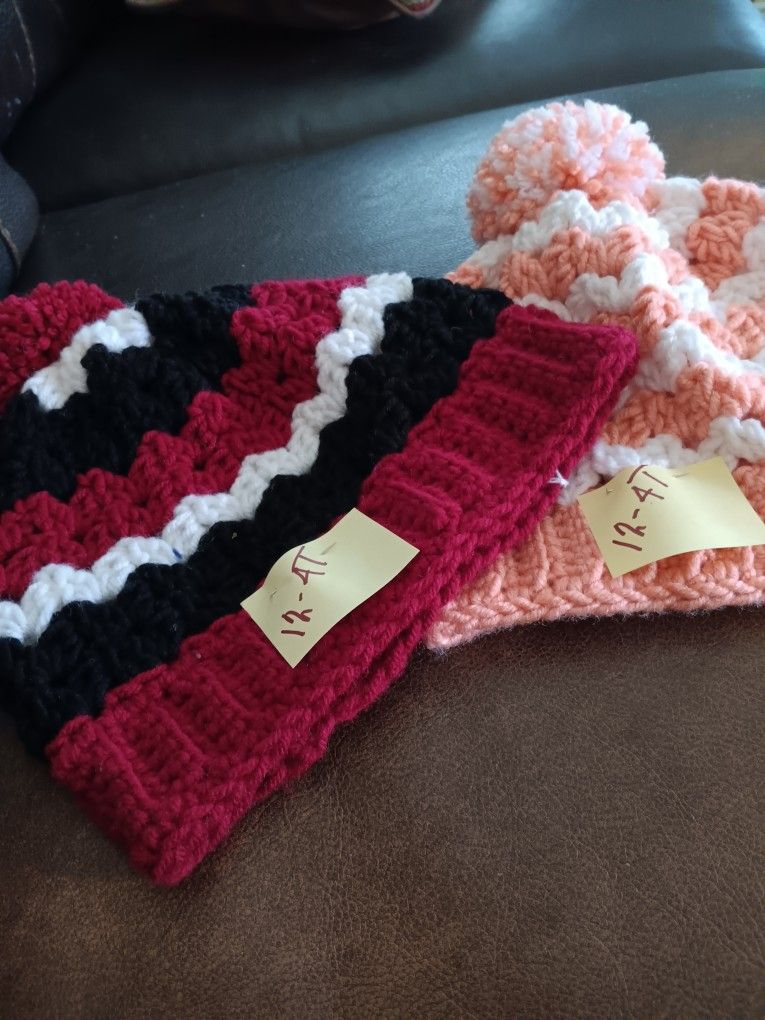 $6 Each. Beanies Crocheted By Me. 1- 4 Years. All New