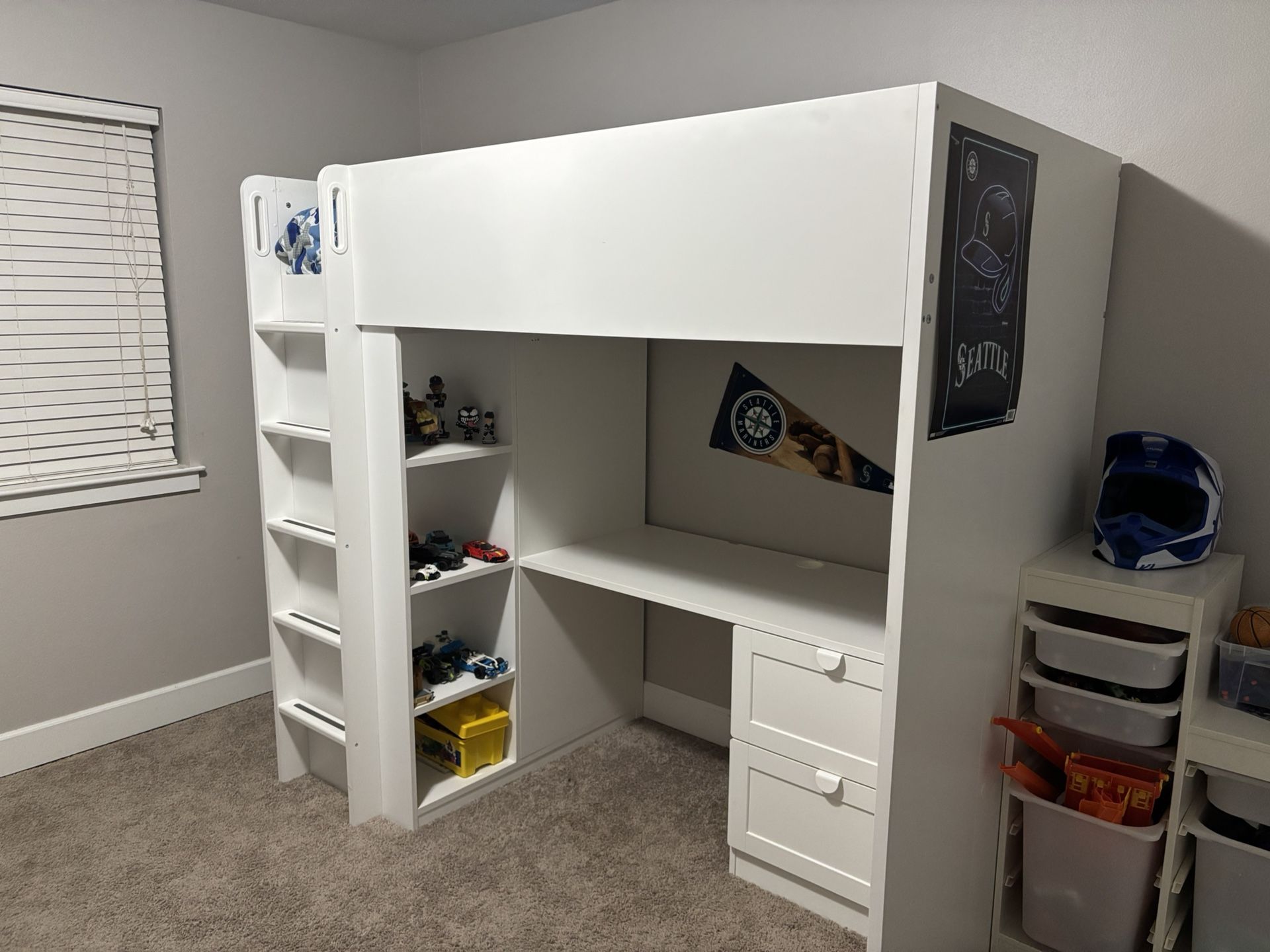 IKEA Loft Bed With Desk, 2 Drawers and Closet 