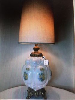 Antique Brass Glass Three Way Lamp
