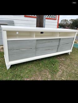 White and Gray TV Stand with Storage / entry table buffet table