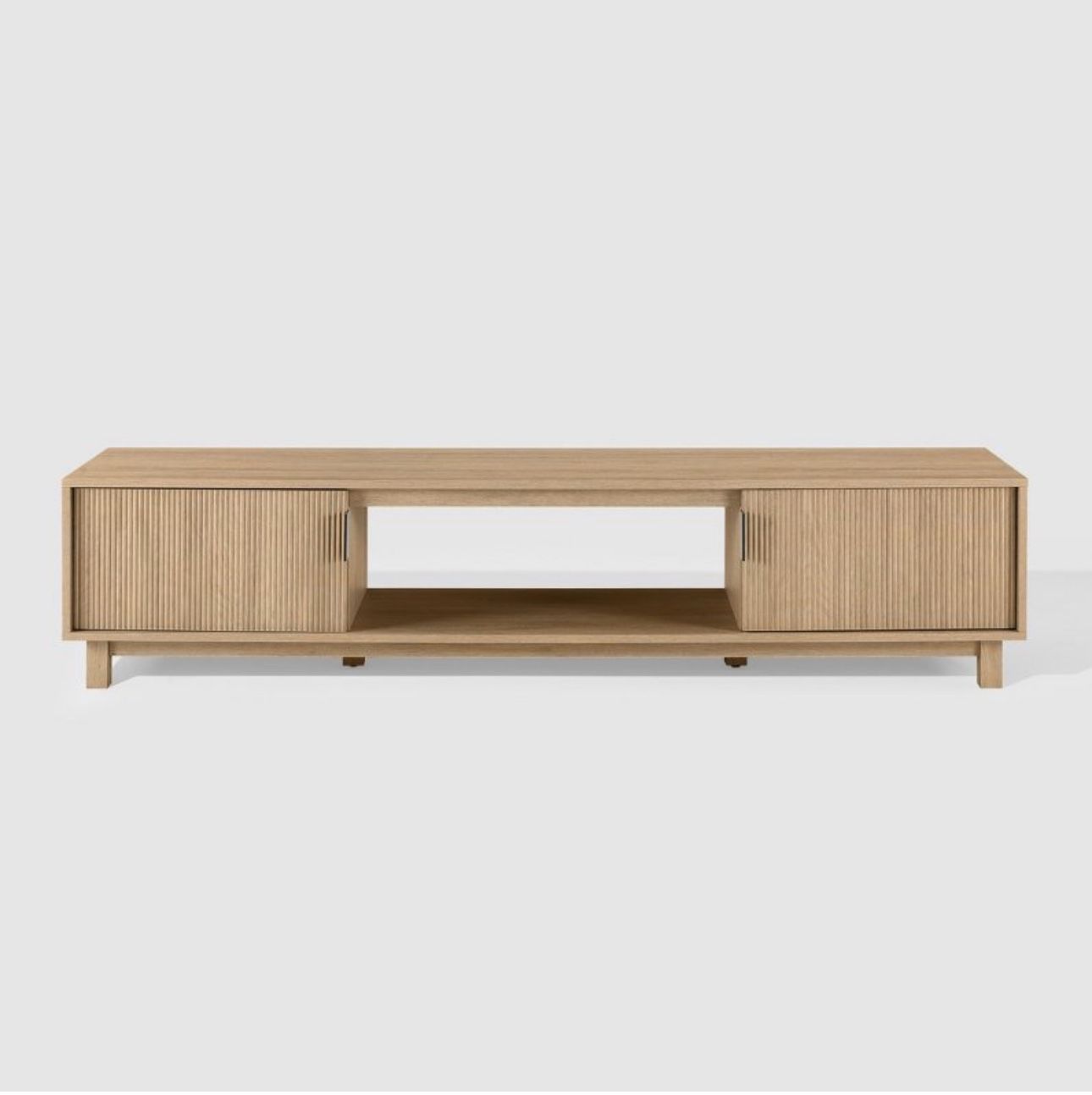 Saracina Home Modern Reeded Wood 2 Door TV Stand for 80" TVs, Entertainment Center