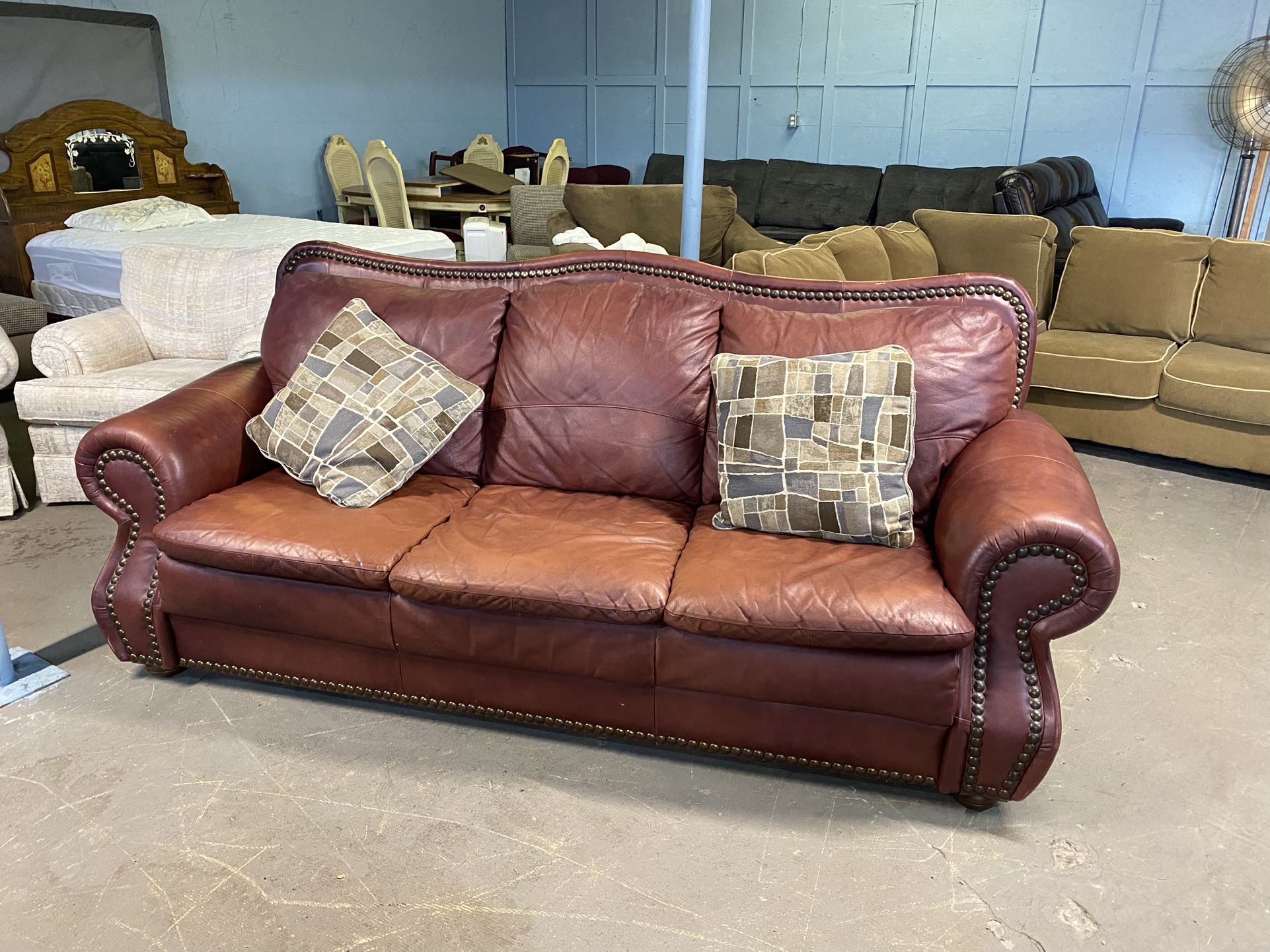 Super comfy Brown Leather Reclining Sofa ( delivery available, read details