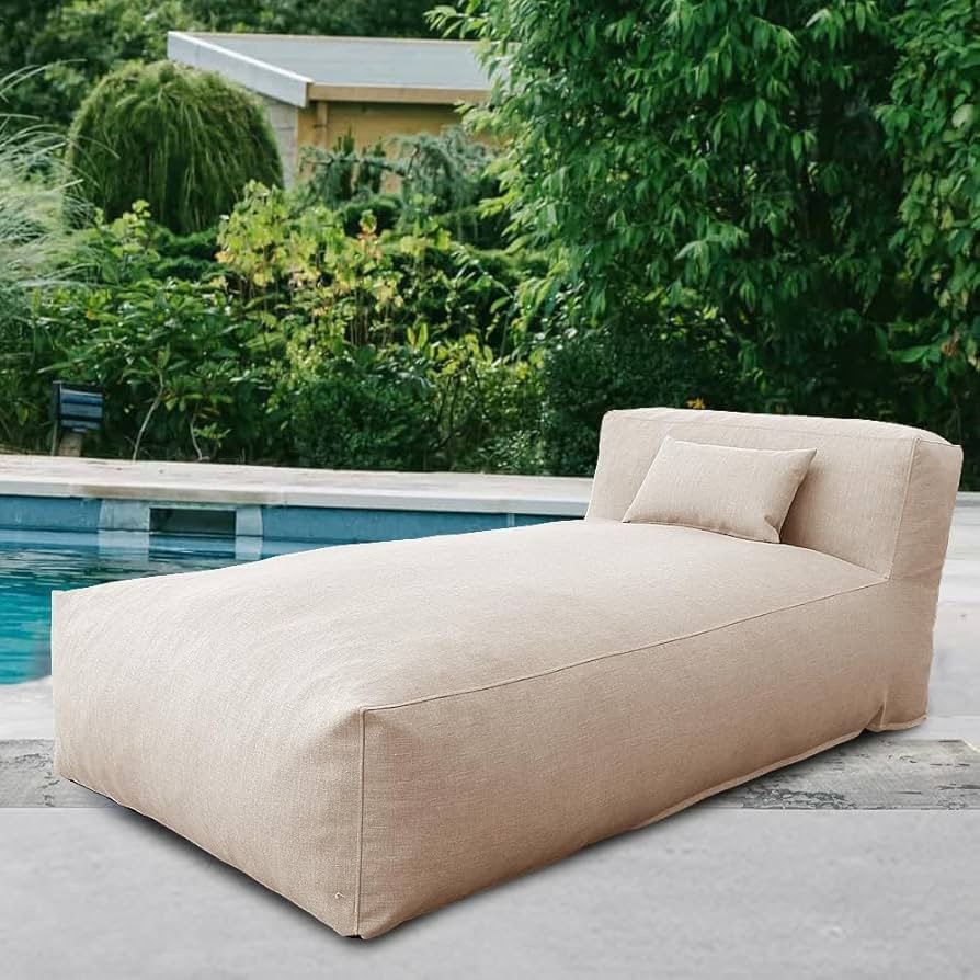 Chaise Lounge Chair Outdoor Bed Lounger Outdoor Couch Sofa for Pool Comfy Patio Furniture Foam Filli