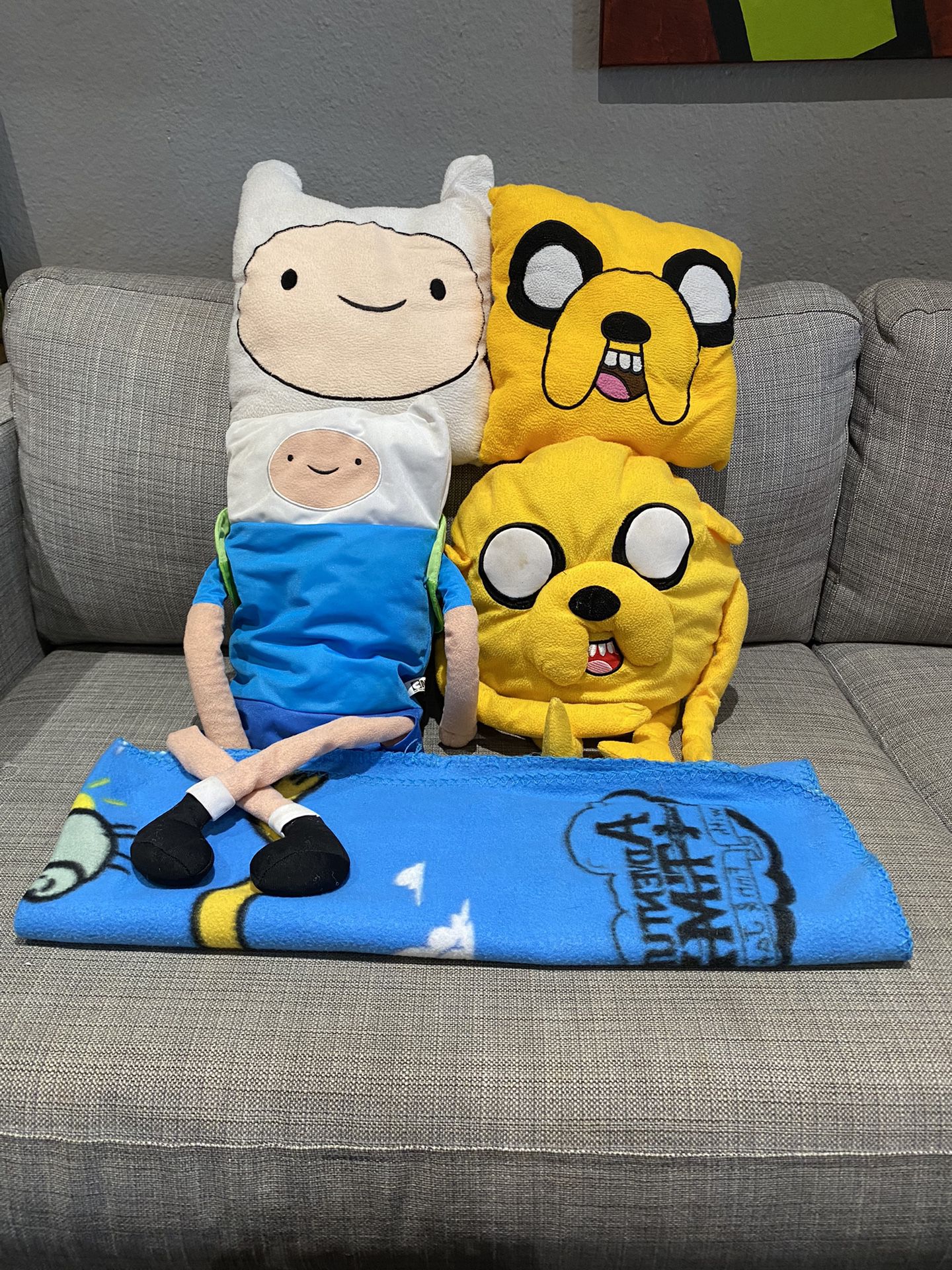Adventure time Finn And  Jake Plush,Pillow And blanket Set