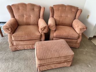 Two chairs and an ottoman
