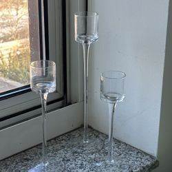Three Tiered Stemmed Glass Candleholders
