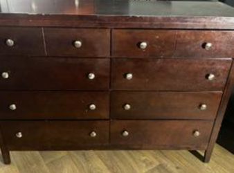 Dresser and mirror and heaboard