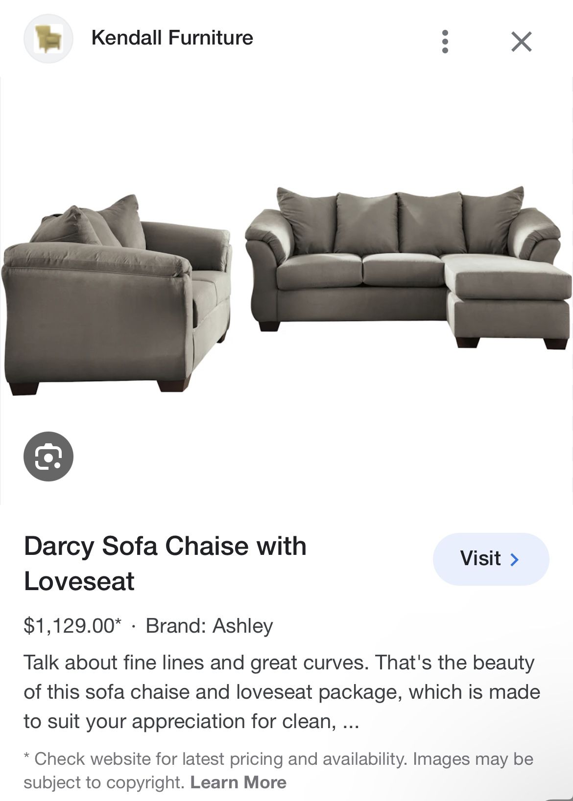 Ashley’s Darcy Collection Sofa Chaise & Love Seat 