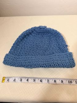 Handmade Blue Crocheted Beanie Hat