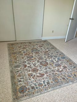 5x7 Traditional Area Rug (Loloi Maia Grey/Rust)