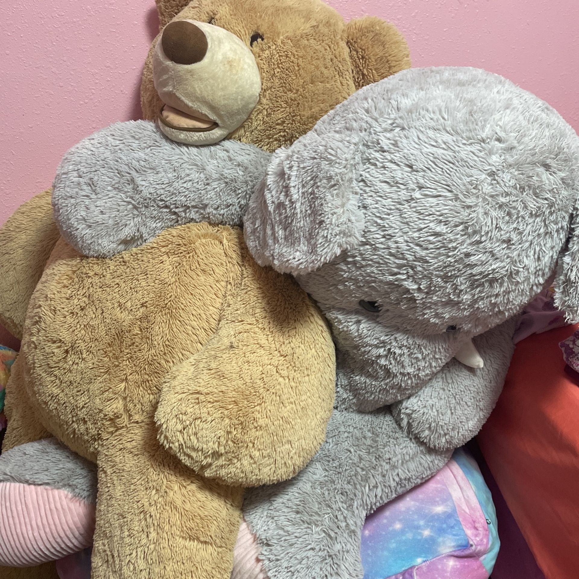 Giant Stuffed Bear & Elephant